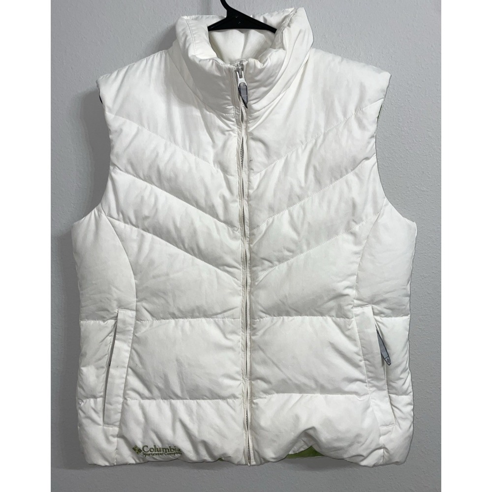 COLUMBIA Women's Sz XL Puffer‎ Down Zip Vest White